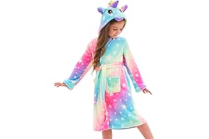 CERUWUM Peignoir Licorne pour Filles Robes de Chambre en Molleton Doux avec Capuche