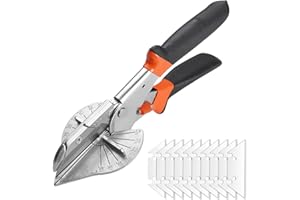 BRIOTA Miter Shears, Multifunctional Trunking Cutter with 10 Replacement Blades, 45 to 135 Degree Multi Angle Trim Cutter, Blind Cutter for Cutting Soft Wood, Plastic, PVC and More