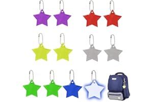 HSYTEK 12 sztuk odblaskowych zawieszek bezpieczeństwa, odblaski gwiazd, PVC w nocy, breloczki do kluczy, do plecaka, piłki nożnej, motyli, odblaskowy breloczek do kluczy do torby szkolnej