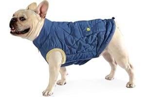 Dociote Hund Wintermantel Winterjacke mit Krageloch, Tasche, Baumwolle Gepolstert Hundemantel Weste für kleine Hunde M Dunkelblau