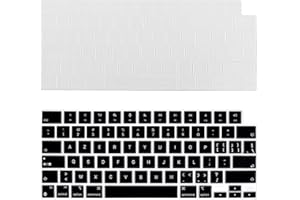 KSYWYDU Lot de 2 Protection Clavier Compatible avec MacBook Air M4 M3 M2 13,6" / 15" 2025 2024 2023 2022 2021 Mac Pro 14/16 M4 M3 M2 M1 Pro Max, Film Protecteur pour Clavier Disposition de EU, TPU Clair Noir.
