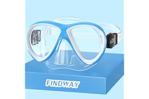 Findway Maska do nurkowania dla dzieci 4,5, 6, 7, 8, 9, 10, 11, 12 lat, maska do nurkowania ze szkła hartowanego, ochrona UV dla chłopców i dziewcząt, okulary pływackie niebiesko-białe
