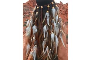 Fashband Diadema de plumas indias bohemias con borlas, tocado hippie, tocado tribal, accesorio para el cabello para mujeres y niñas