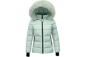duaicnvow Piumino Donna Classico Trapuntato, Cappotto Imbottito Invernale con Cappuccio in Pelliccia Sintetica, Giubbotto Caldo e Leggero a Lunga Duraata, Stile Studentesco Casual per Tempo Libero