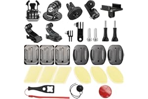 Lupholue 25-in-1 Action-Universal-Kamera-Zubehör-Set, Helmhalterungs-Set, Compatible with GoPro Hero 12 11 10 9 8 7 Black Session SJCAM DJI Osmo Action 3 Insta360 One AKASO Sony APEMAN