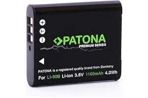 PATONA Premium Li-90B Li-92B et DB-110 Batterie (1100mAh) Système Intelligent - Compatible avec Ricoh Theta X GR III Olympus XZ-2 Tough TG-2 TG-3 TG-4 TG-5 TG-6 TG-7 SH-50 SH-60 SP-100 EE SH-1 SH-2