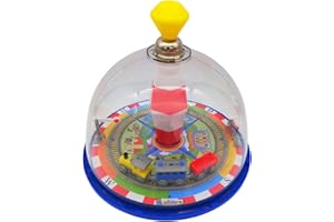 alldoro 68010 - kolejowy spływ panoramiczny o średnicy 19 cm, bąk z dźwiękiem, wirnik z podstawką, fotel muzyczny z lokomotywą, klasyczny bączek zabawkowy, dla dzieci od 18 miesięcy