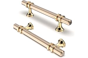 FURNIWARE 10 maniglie per mobili, 96 mm distanza tra i fori per mobili, mobili, armadi, cucina, armadietti, maniglie per porta del bagno, armadio, oro + oro lucido ossidato