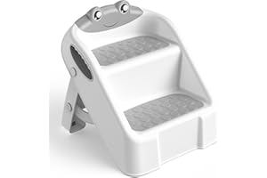 JABAKA CIRCLE Sgabello Bambini, Scalino Per Bambini bagno Robusto Scaletta a 2 Gradini per Bagno, Lavandino e Toilette, Compatta e Antiscivolo per Bagno, Cucina, WC e Lavandino, Sopporta Fino a 90 kg