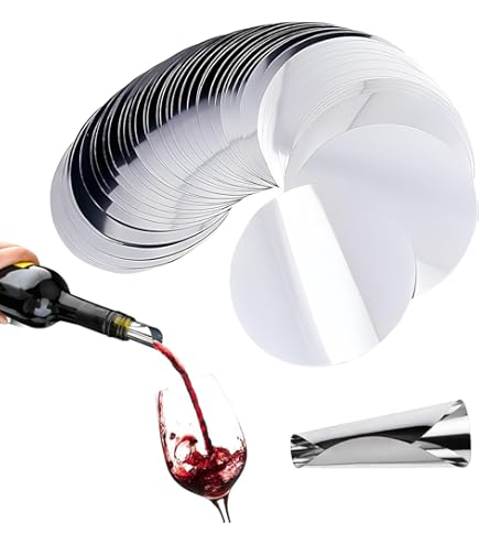Disques Stop-Goutte Pour Bouteille De Vin - Lot De 50 - Réutilisables En PET Alimentaire - Argenté 7.5cm