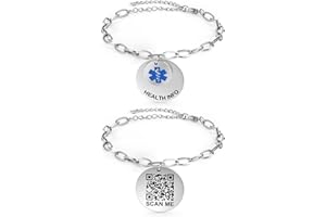 Theluckytag Upgraded Medical Bracelets Men Women with QR Code Medical Alert ID Bracelets - Titanium Steel Wristband Fits Wrists Up 8''-10''- More Space Custom Emergency Medical ID Info