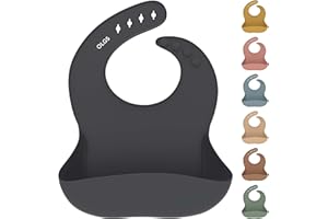 OLGS Silikon Lätzchen Baby Fütterlätzchen Babylätzchen mit Auffangschale | Silikonlätzchen für Jungen Mädchen | BPA-Frei & Wasserdicht, Abwaschbar Dark Grey | Ergonomisch Babylatz Latz für Kleinkinder