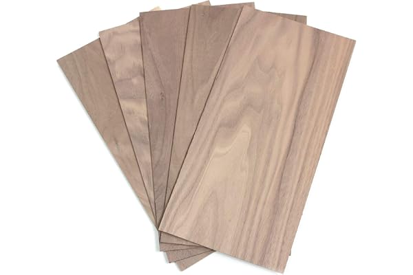 wodewa Placage de Bois 2mm Lot de 5 Plaques 30x14cm I Noyer Feuille de Placage Bois Panneau Bois Massif pour Bricolage bricoler Modélisme