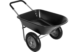 Panana Heavy Duty Garden Trolley 85L Barrow Cart Wagon with Pneumatic Tires, 150kg Capacity Yard Utility Cart for Farm, Landscaping, Patio, and Home Use, Steel Frame with Comfortable Handle
