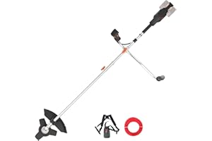 WORX Desbrozadora inalámbrica 40 V WG084E.9, Hoja de 25,5 cm, Alambre de Corte 38 cm, Mango de guidón, Motor sin escobillas y Tapa de protección, compacta y Ligera, sin batería ni Cargador