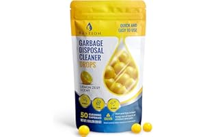 Garbage Disposal Cleaner and Deodorizer Drops- [[50-Count]] Lemon Zest Scented Kitchen Sink Freshener Pods & Drain Odor Eliminator Disposer Care Balls by Bastion