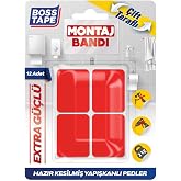 Boss Tape Hazır Kesilmiş 12 Adet &Ccedil;ift Taraflı Montaj Bandı