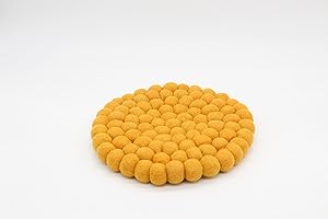 Grült Home Topfuntersetzer - Filz untersetzer für Tassen, Töpfe, Pfannen und Tassen handgefilzt in Nepal (Gelb, Circle 20 cm)