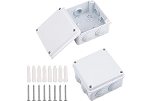 YUKAIWN 2 Pezzi Scatola di Derivazione Impermeabile IP65, Cassa di Distribuzione Esterna, Scatola di Giunzione Esterna Resistente all'Acqua, Contenitore Elettrico in Plastica, Scatola di Connessione, Bianco