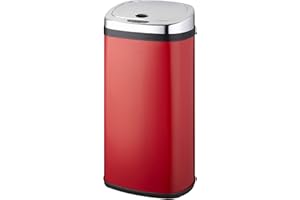 KITCHEN MOVE Largo Papelera de Cocina automática con Forma Cuadrada de Acero Inoxidable, Capacidad 42 litros, Color Rojo – Nuevo Modelo 2016