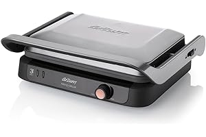 Arzum Tostçu Delux Grill, Presse Panini et Sandwichmaker, Plaque en Fonte Anti-Adhérente Amovible Effet Granit Réversible, Gril Sain, Inox