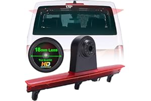 BERLINGAN 【Con cover posteriore nera】Auto Luce Freno Telecamera di retromarcia,sostituzione per VW T5 bisarca multivan caravelle (Angolo e Distanza regolabili) (Obiettivo 18mm alta qualità Telecamera)