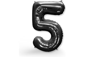 FUNXGO Palloncino Nero Grande Numero 5 per Compleanno 5 Anni - Palloncini Compleanno 5 Anni - Palloncino 5 Anni Compleanno - Decorazioni Festive - Vola con l'Elio - Palloncino 5 Nero