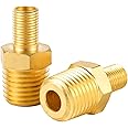 2pcs Air Inflator Adapter, 1/4in NPT (M) to Standard Schrader Valve (M) Air Pump Valve Adapter Brass Tire Inflator Connector for Air Hose, Air Chuck, Air Compressor Tank