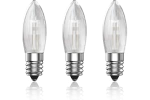 TobeBright 34v Bougies Ampoules E10 3W, Petite vis Bougie arc Pont Ampoule Remplacement Dimmable Blanc Chaud 2000K pour Noël Bougie pont Bougie arc Chandelier Fée Lumière, Paquet de 3