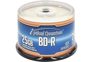 Optical Quantum OQBDR06WIP-H-50 6X 25GB BD-R White Inkjet Printable Single Layer Blu-Ray Recordable Media 50-Disc Spindle