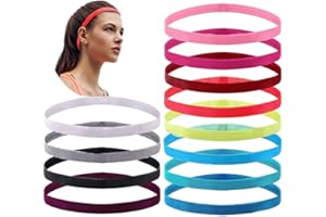 Oenothera 12 Pieces Athletic Head Bands, Fitness Headbands, Non-Slip Sweatband, Elastic ​Sport Headbands for Gym/Hockey/Football/Golf/Basketball/Tennis/Yoga/Running And More