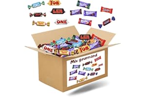 PRO DISTRI MIX GOURMAND NOEL | Assortiment de 100 Bonbons au Chocolat Mars, Snickers, Bounty, Twix, Milka, Daim, Toblerone | Boite à partager de 750g pour Noël