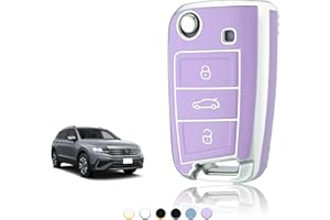 TOOMUME Car Key Cover TPU, Car Key Case Fit for VW Volkswagen Golf 7 Mk7 Polo Jetta Tiguan Seat Leon Fabia Ibiza Skoda Fabia Octavia Superb, Protective Key Fob Cover Key Fob Case - Flip Key