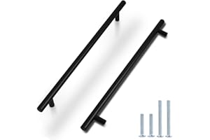 Probrico Black Stainless Steel Kitchen Cabinet T Bar Handle Diameter 12mm Drawer Pull Knob PD3383HBK (Hole Spacing:256mm, 10 PCS)