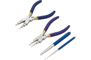 BENECREAT Ensemble D'Outils de Bouclage de Fil avec Mandrin de Bouclage de Fil 2PCS et Pince de Fabrication de Cale 2PCS 6 en 1 pour Bijoux et la Formation D'Anneaux de Saut
