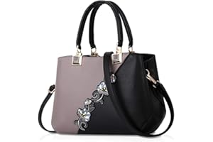 NICOLE & DORIS Borsa a Mano da Donna Firmate Moda Borsa Donna Tracolla Media Multicolore Borse Tote Donna in PU Pelle Borsetta Borse a Spalla con Fiori Grigio