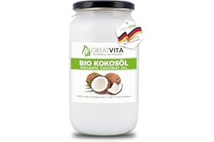 ‎MEA VITA GreatVita Bio Kokosöl, nativ, 1000 ml im Glas zum Kochen Braten Backen