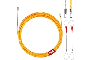 AOOSU Elektrisk spänningsfjäder 15 m 3 mm diameter, elektrisk tråddragare med 2 flexibla styrhuvuden, kabeldragare, dragfjäder med 2 styrfjädrar för kabelinstallation