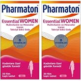 Pharmaton Essential Women, 30 Tablet (Biotin, Demir, Vitamin B, Multivitamin ve Mineraller) (2 paketi)