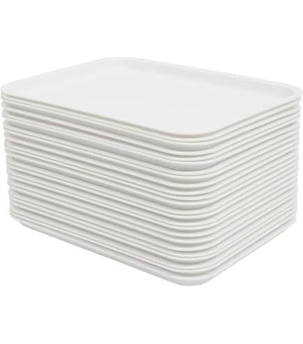 Lot De 6 Plateaux Repas En Plastique Gris - Dimensions 43,7x34,3x2,3 Cm - Pour Cafétéria, Fête, Restaurant
