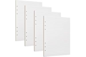 ISIYINER Horizontale Linie Papier A5 6 Löcher Nachfüllpapier Leere Nachfüllseiten Refill Paper Ersatzblätter für Filofax A5 Notizen DIY Bullet Journal Skizze Malerei 4 Packung, Insgesamt 180 Blätter