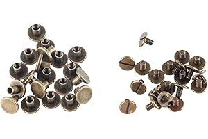 HZTYYIER 20Pcs Chicago Screws for Leather, Flat Leather Rivets Chicago Binding Screws Posts Assortment Kit for Scrapbook Photo Albums Leather Repair(6.5mm)