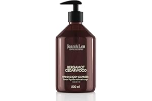 ‎JEAN & LEN Jean & Len Hand & Body Cleanser Bergamot & Cedarwood, für ein duftendes Reinigungserlebnis, Körper- & Handseife in einer hochwertigen Flasche, erfrischend-mediterraner Duft, vegan, 500 ml