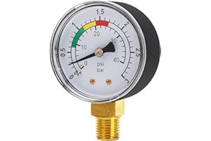 CEWROM Manometer, Hochpräzise Manometer Wasser 0-3 Bar, 1/4 Zoll Pool Druckmanometer Sandfilteranlage Präziser Wasserdruckmesser, Niederdruckmanometer für Gas und Wasser