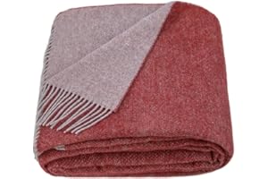 LYHome Ciepły Koc z Wełny Merynosów z Frędzlami i Modny Wzór Romby: Pled na Łóżko, Kanapę, Sofę, do Salonu, Sypialni. Duzy i Miękk (140 cm x 200 cm/Terakota i Szary Dwustronny)