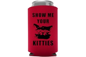 Cool Coast Products - Show Me Your Kitties Coolie | Funny Novelty Foam Can Cooler Beverage Huggie Hugger | Beer Beverage Holder | Beer Cat Gifts | Quality Tailgaiting Can Cooler (Red)