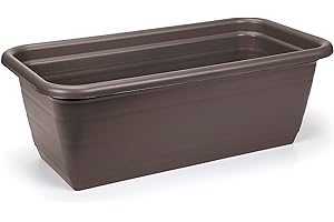 GORDANLUK HOME & GARDEN ACCESSORIES Balcony Trough Flower Pot/Planter Window Box Plastic Vegetable, Planters, Patio, Garden, Home Décor, Porch (Brown)