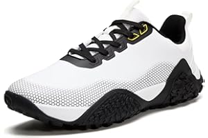 TEOHRW Mens Golf Shoes Extra Wide Fit Golf Waterproofs for Men Non Slip Outdoor Spikeless Golf Trainers