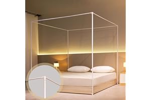 Beyeutao King Bed Canopy Frame W150 x L200 x H200 cm Bed Canopy Frame White Four Poster Bed Frame Bed Curtains Frame 4 Poster Mosquito Net Frame for Bed Play Tent Frame Outdoor or Indoor