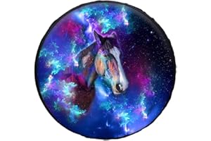 POLERO Spare Tire Cover Galaxy Horse for Trailer RV Truck 14 15 16 17 18 19 Inch Sunscreen Dustproof Corrosion Proof Wheel Cover